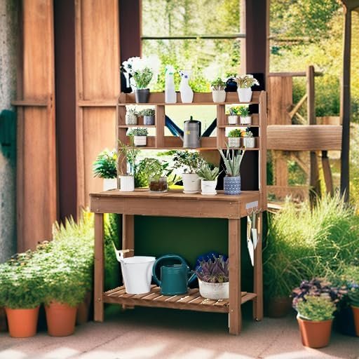 Garden Workstation with Sink and Display Rack