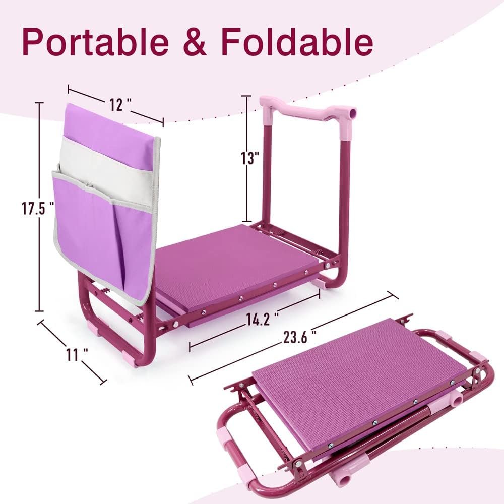 Garden Kneeler Bench with Tool Pouch
