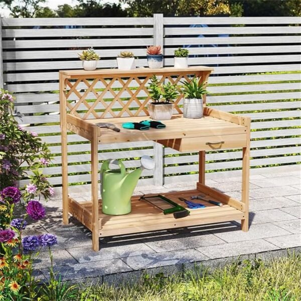 Garden Workbench with Trellis and Storage