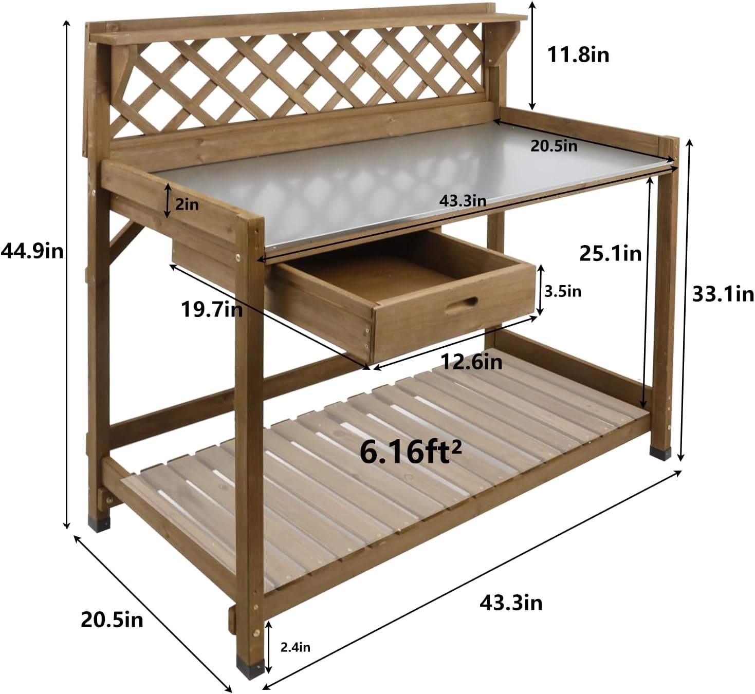 Garden Workstation with Drawer and Shelf