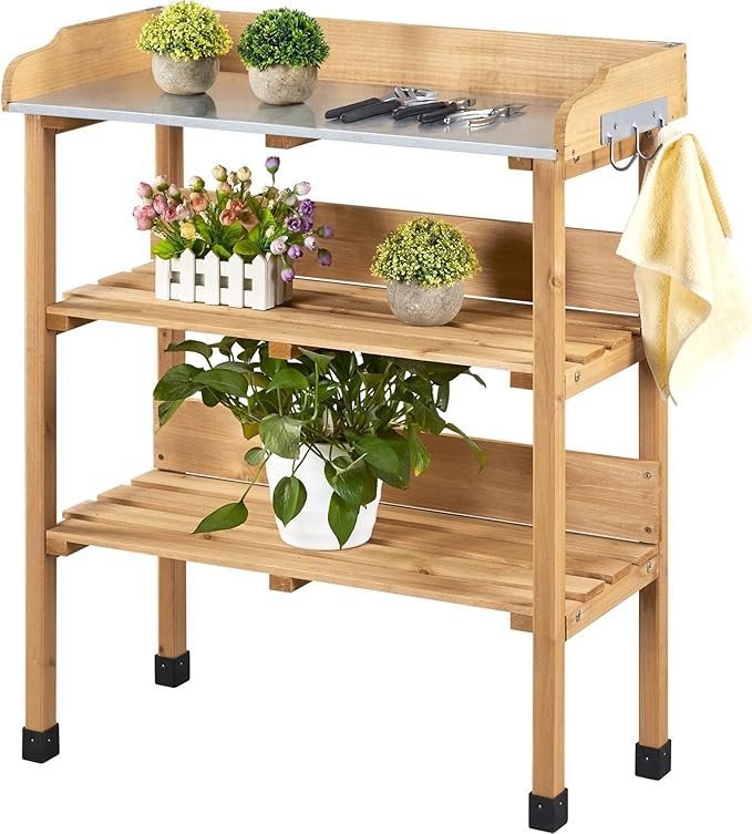 Outdoor Garden Potting Bench with Storage Shelf