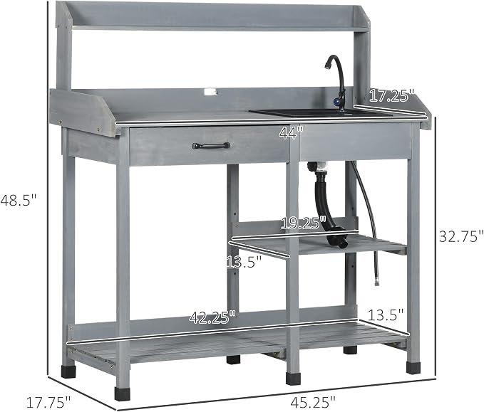 Garden Workstation with Sink and Storage