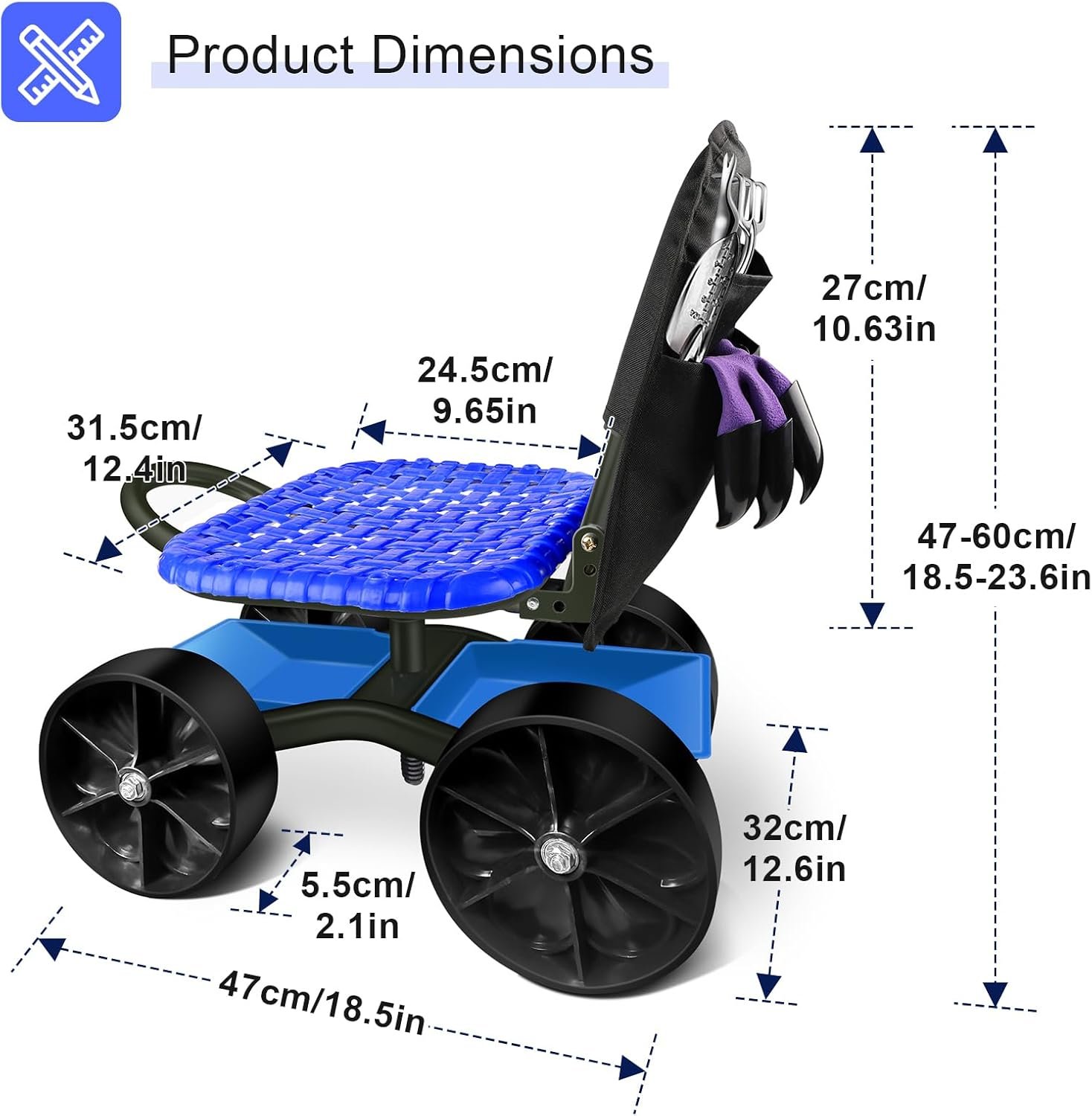 Rolling Garden Seat with Tool Storage