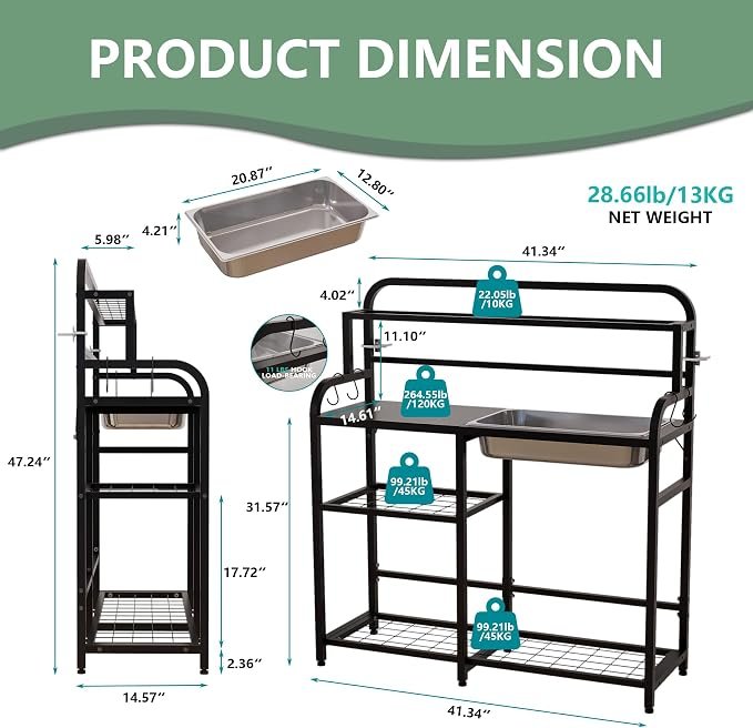 Garden Workbench with Sink and Storage