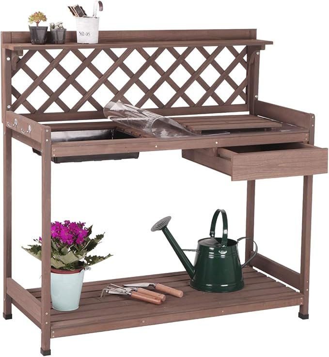 Outdoor Potting Bench with Sink and Storage