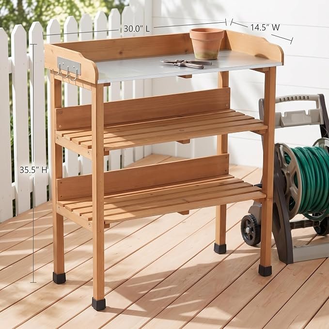 Garden Workbench with Storage Shelves