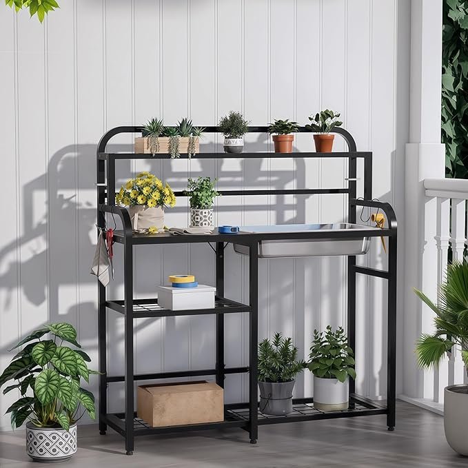 Garden Workbench with Sink and Storage