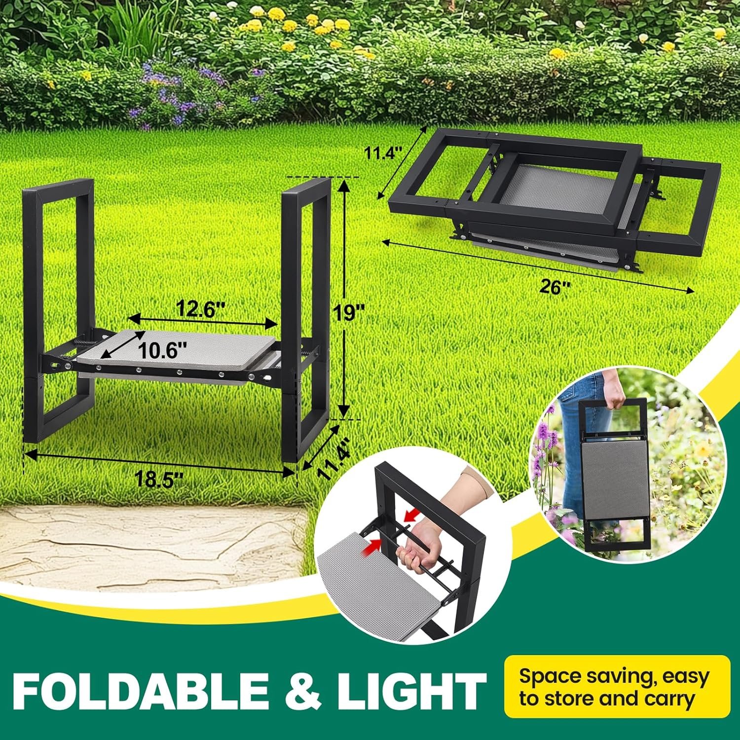 Folding Garden Kneeler with Handles