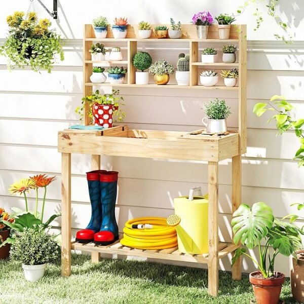 Garden Workbench with Storage Compartments