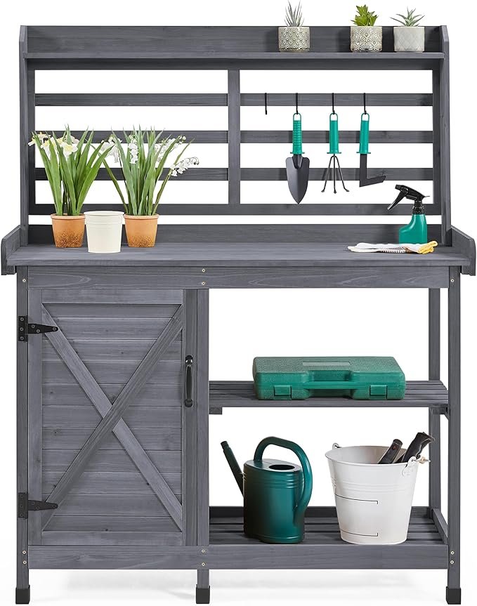 Large Garden Workstation with Storage Cabinet
