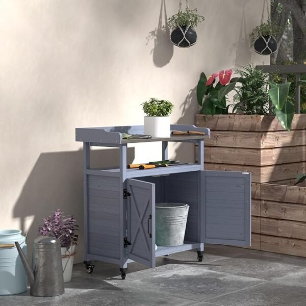 Mobile Garden Workstation with Cabinet