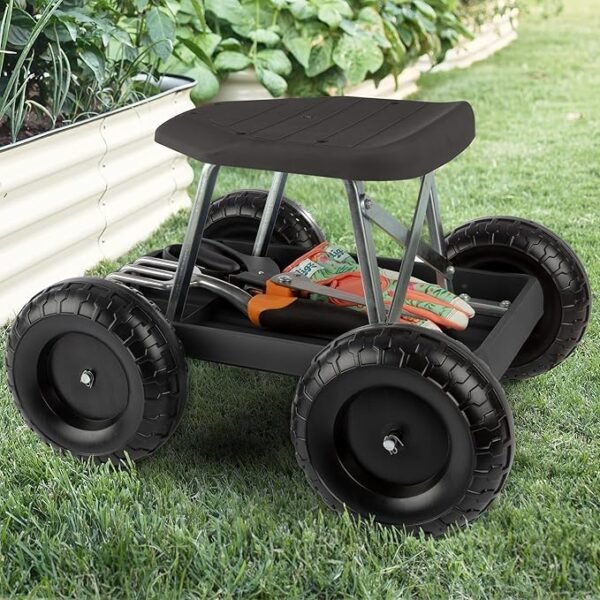 Rolling Garden Seat with Storage Tray