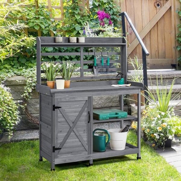 Large Garden Workstation with Storage Cabinet