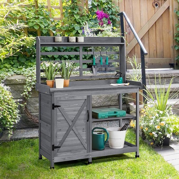 Large Garden Workstation with Storage Cabinet