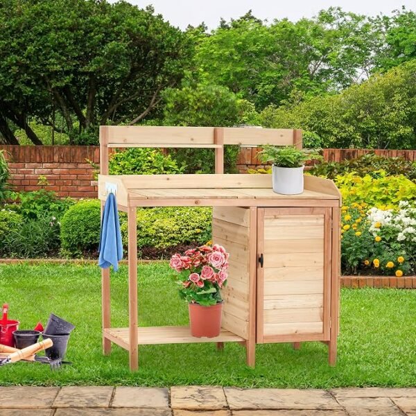 Garden Potting Bench with Sink Storage