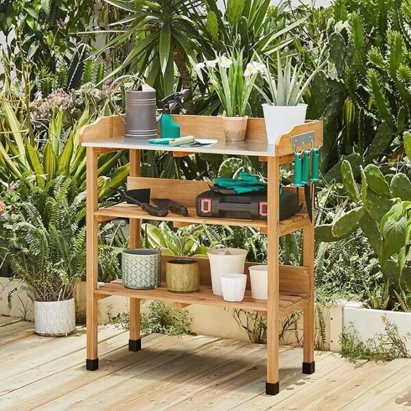 Outdoor Garden Potting Bench with Storage Shelf