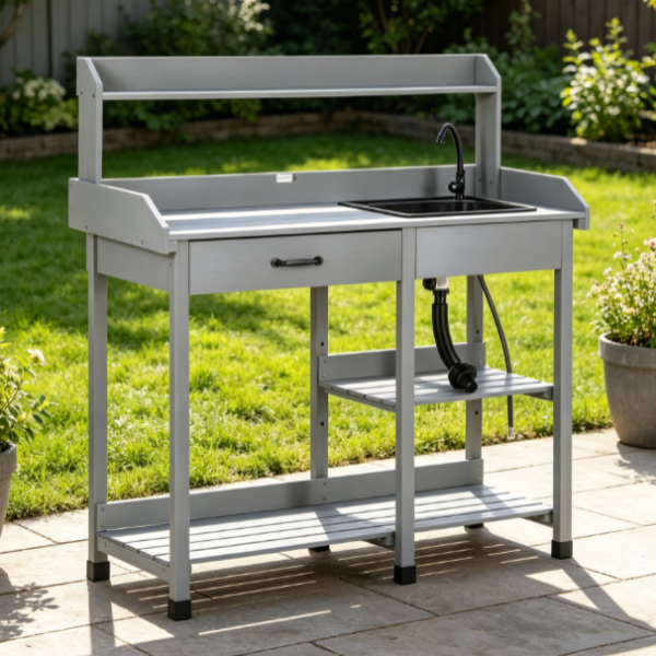 Garden Workstation with Sink and Storage