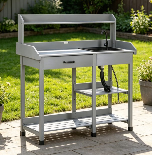 Garden Workstation with Sink and Storage