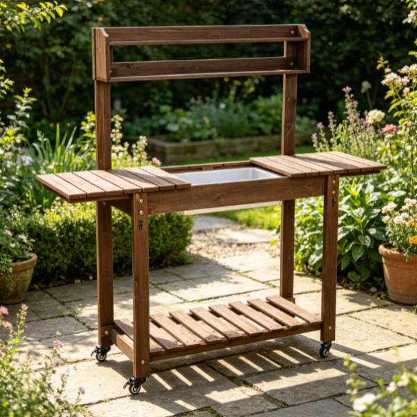 Wheeled Potting Bench with Sink