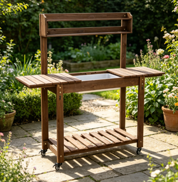 Wheeled Potting Bench with Sink