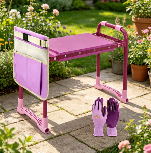 Garden Kneeler Bench with Tool Pouch