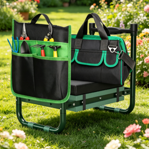 Folding Garden Kneeler with Tool Pouch